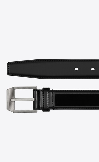 RIVE GAUCHE square buckle belt in black leather